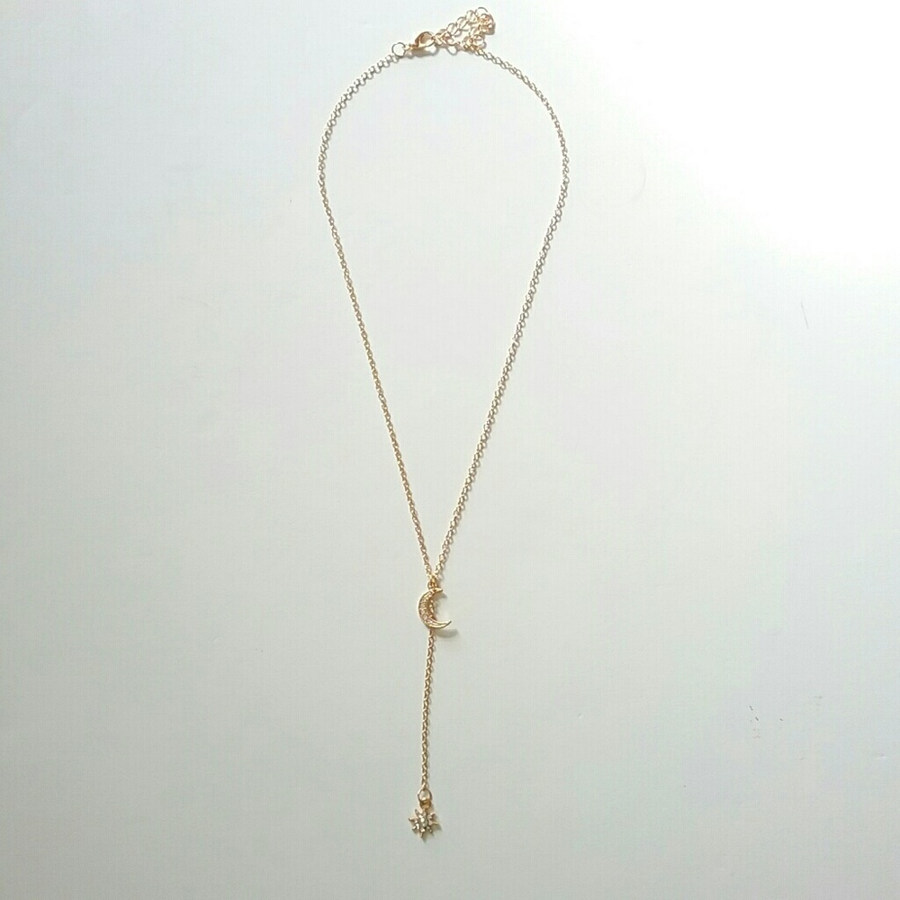 Gold Moon & Star Dangle Necklace - Picture 5 of 8